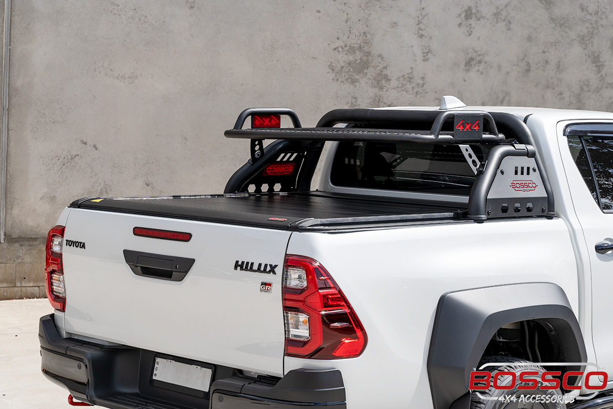 Bossco Tonneau Cover at the back of a white Ute or pick up truck