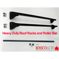 Black Heavy Duty Roof Racks & Roller suitable for Toyota Landcruiser 60 / 70 Series